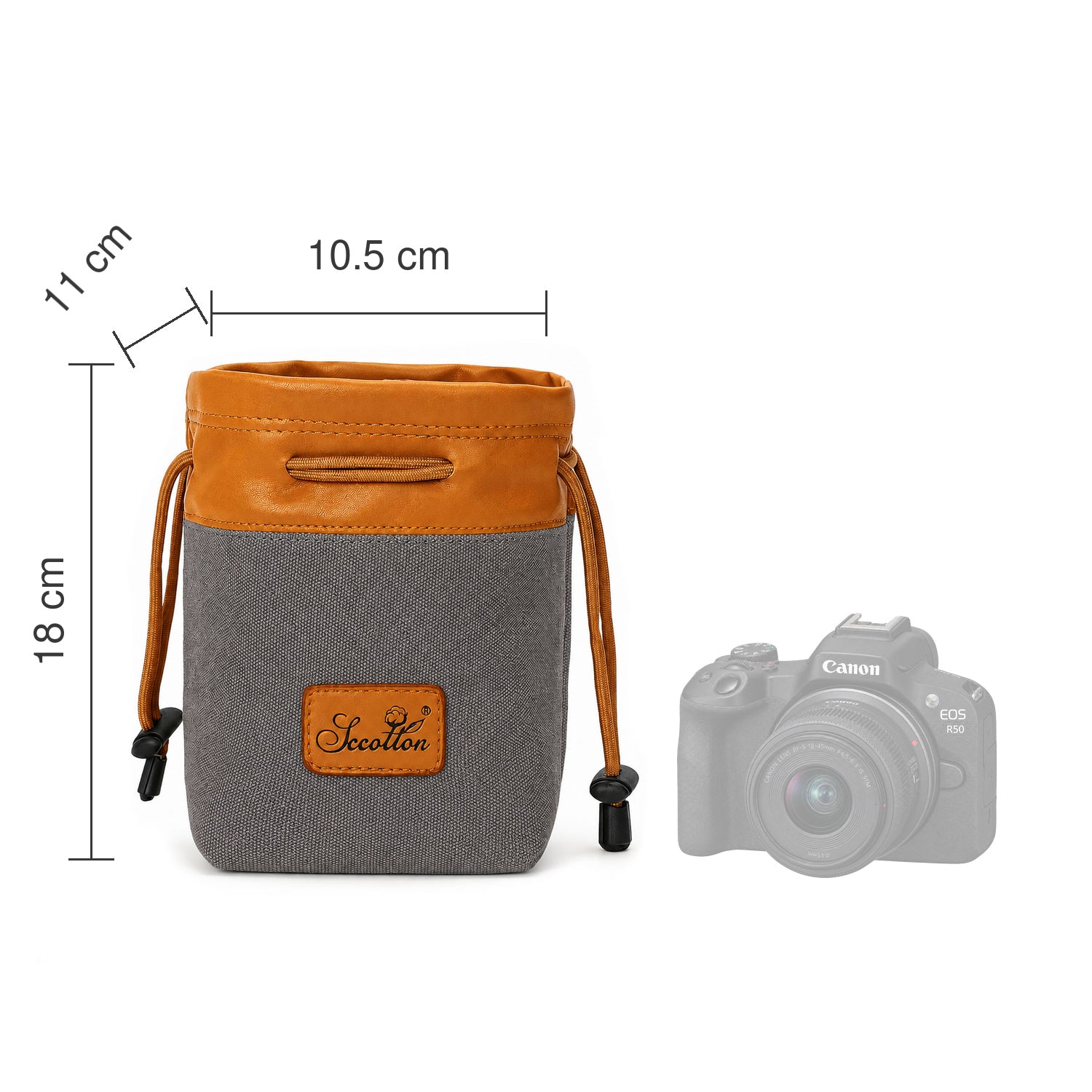 Geanta Foto S.C.COTTON 18 x 10.5 x 11 cm - Interior Fleece, Exterior Impermeabil, Gri