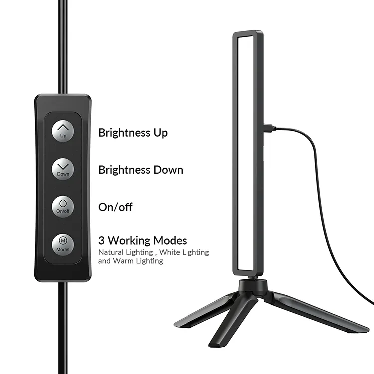 Bara Led Studio Apexel,  Reglabila, Multifunctionala, Trepied, 2500K-9000K, USB-C