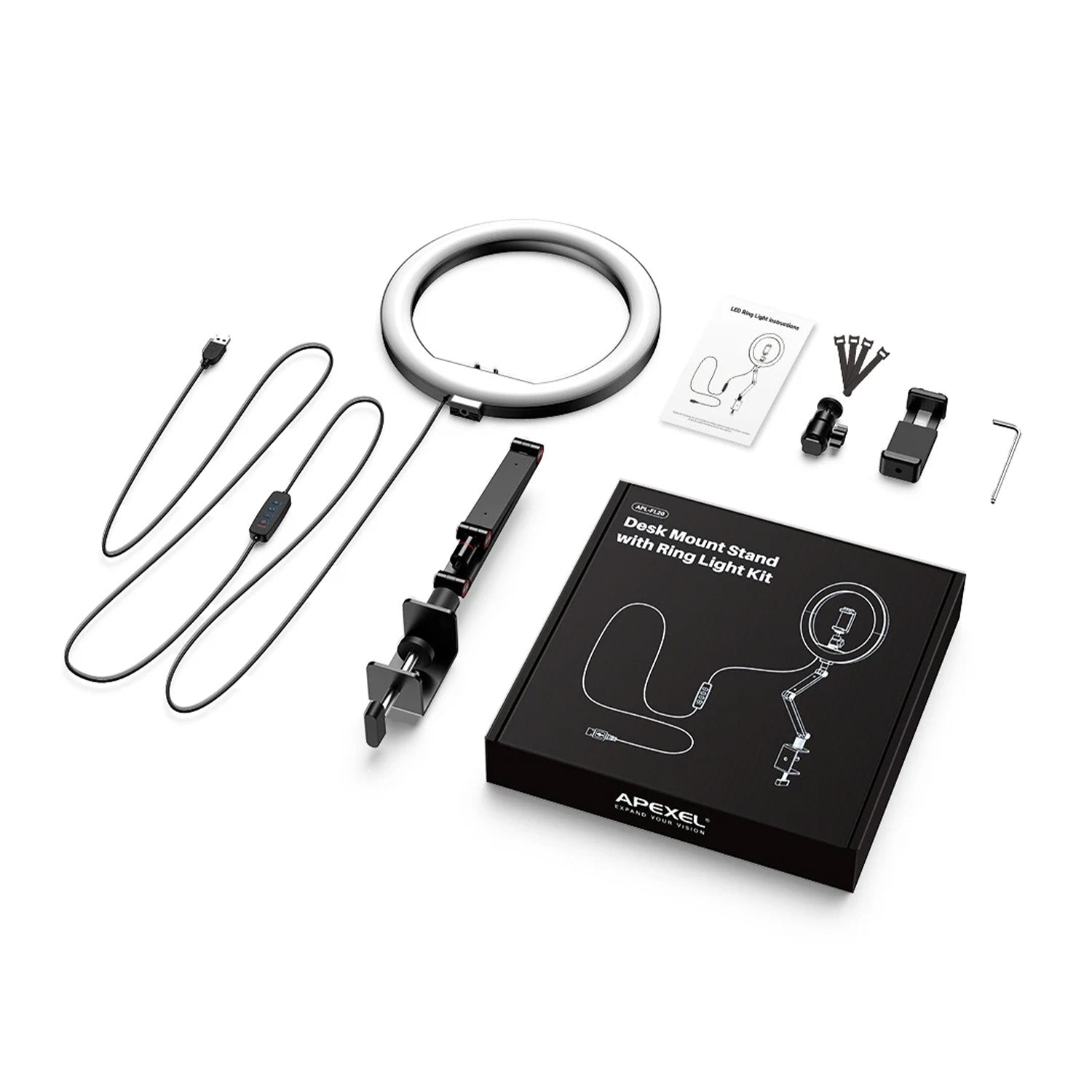 Lumina Foto Ring Light, Apexel, Trepied Adjustabil, Led, 2700K-6500K