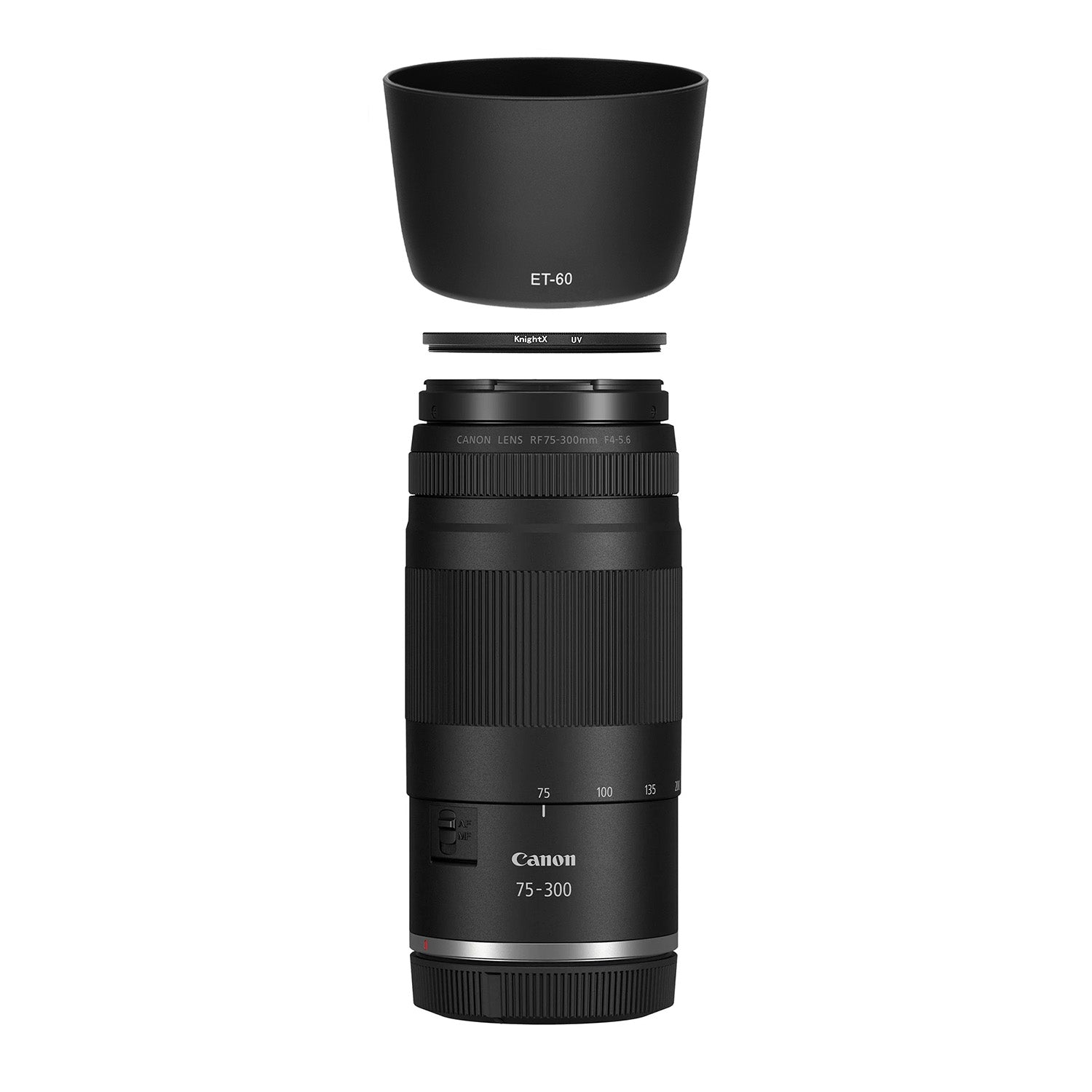 Kit Protectie Canon RF 75-300mm f/4-5.6 - Filtru UV KnightX 58mm + Parasolar ET-60