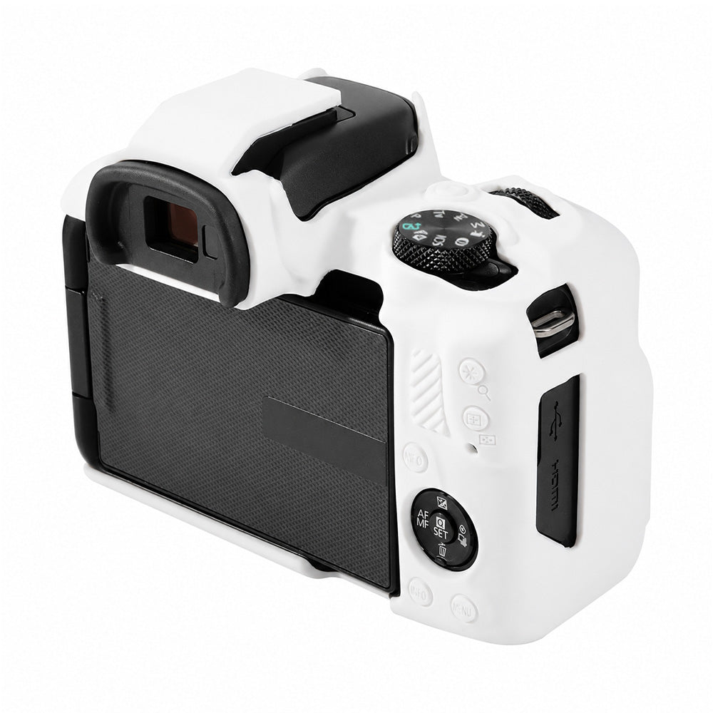 Husa Silicon Canon EOS R50 – Protectie Body Anti-zgarieturi, Decupaje Precise, Prindere Ergonomica, Alb Mat