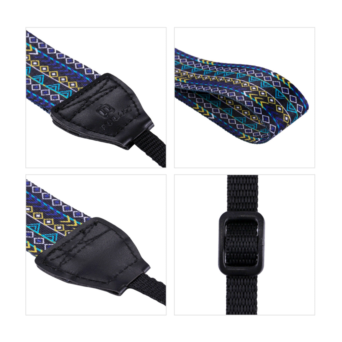 Curea de Umar PULUZ pentru Camere Foto DSLR si Mirrorless – Universala, Reglabila, Vintage Geometric