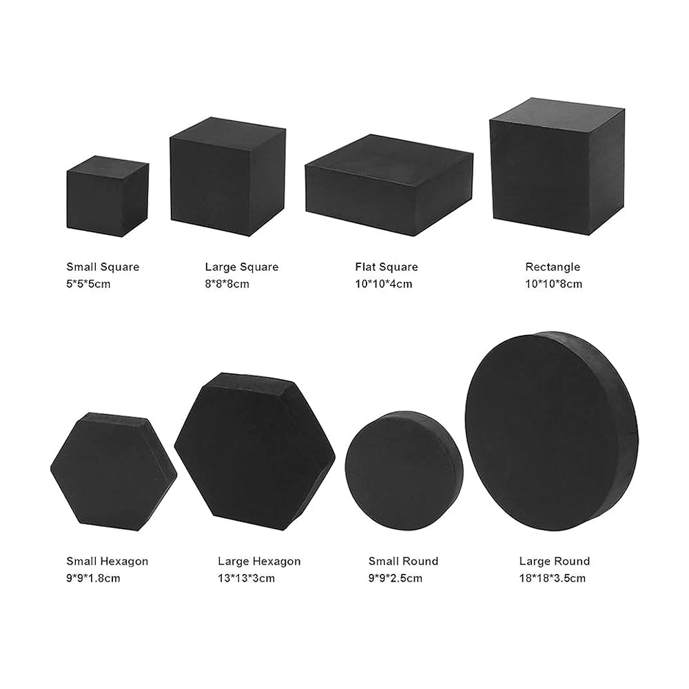 Set 8 Cuburi Geometrice – Recuzita Studio Foto, Spuma Polimer, Rezistente la Apa, - Negru