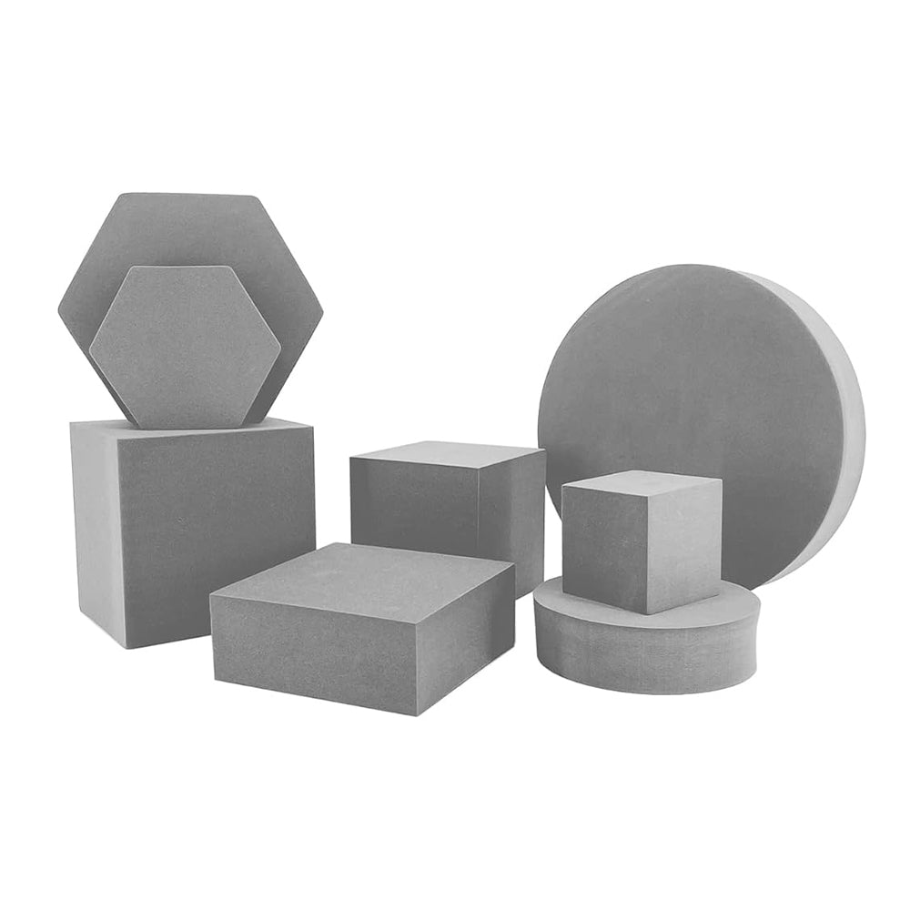 Set 8 Cuburi Geometrice – Recuzita Studio Foto, Spuma Polimer, Rezistente la Apa - Gri