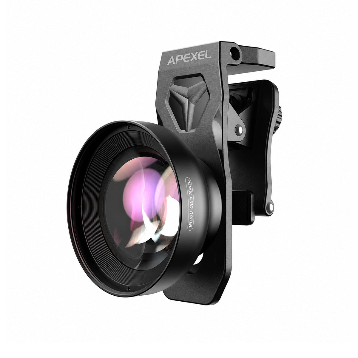 Obiectiv macro Apexel 100mm Ultra pentru smartphone, marire 10X, clema universala si cold shoe