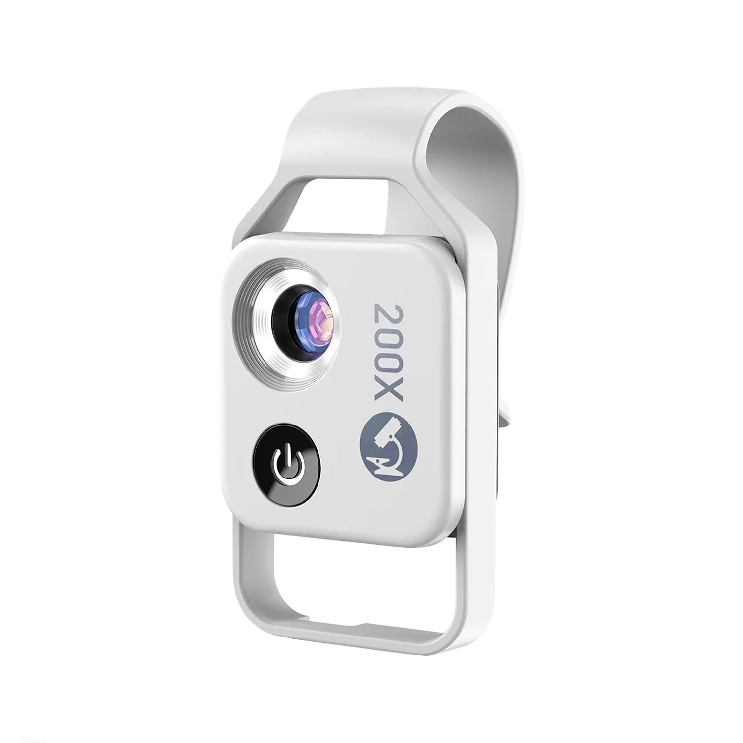 Lentila microscop Apexel 200X pentru smartphone, cu iluminare LED si clip universal, culoare alb