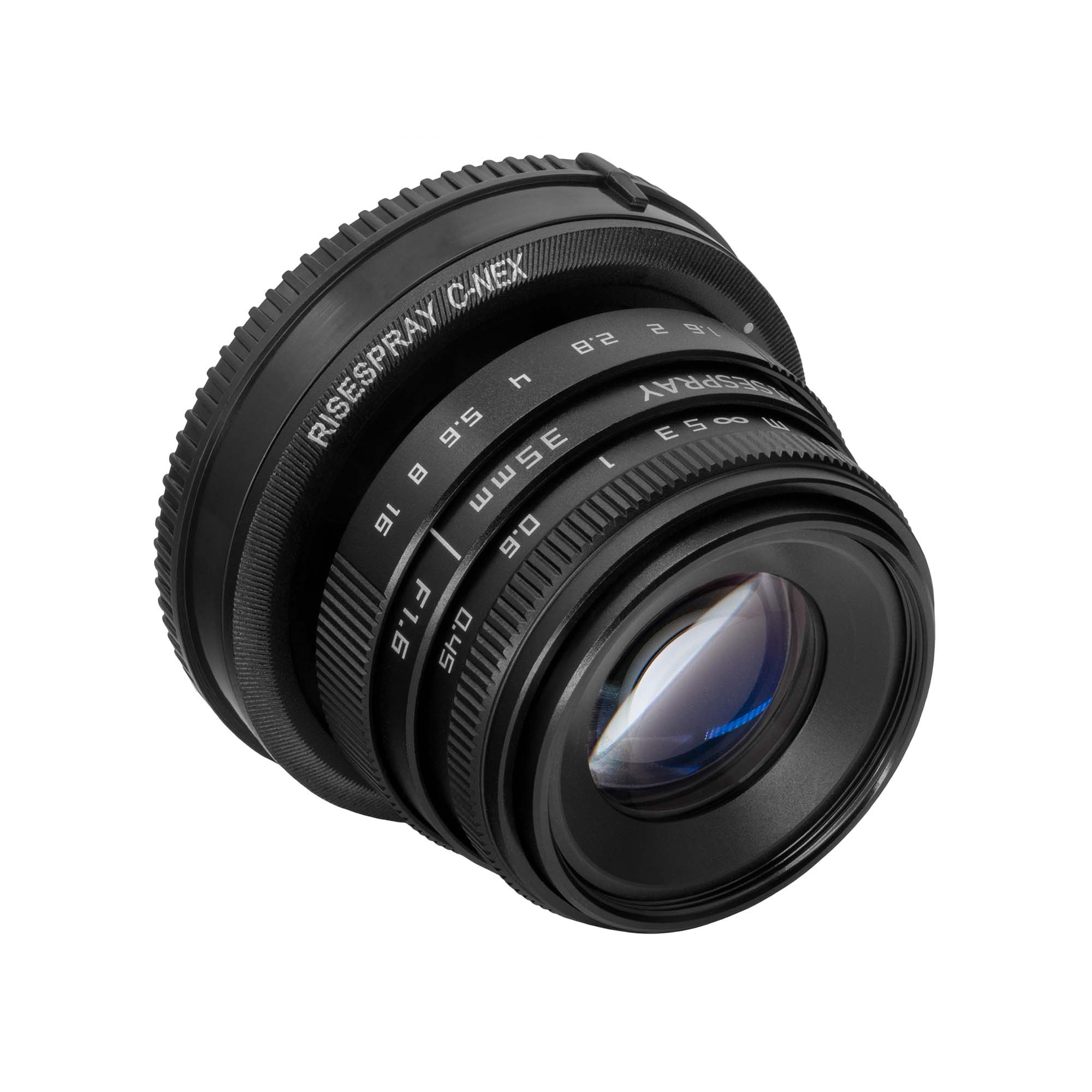 Obiectiv Foto Manual 35mm, Risespray, F1.6 Wide, Prime Lens, compatibil Sony E Mount, Negru
