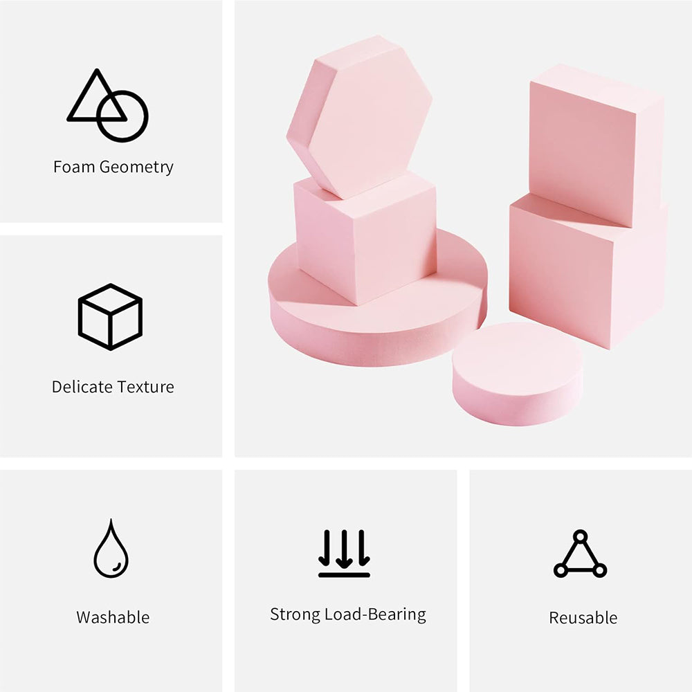 Set 8 Cuburi Geometrice – Recuzita Studio Foto, Spuma Polimer, Rezistente la Apa - Roz