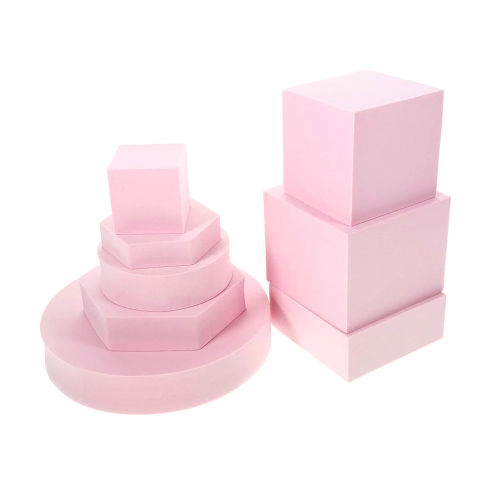 Set 8 Cuburi Geometrice – Recuzita Studio Foto, Spuma Polimer, Rezistente la Apa - Roz