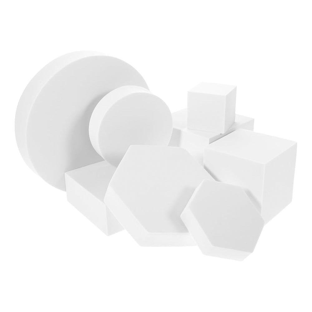 Set 8 Cuburi Geometrice – Recuzita Studio Foto, Spuma Polimer, Rezistente la Apa, - Alb