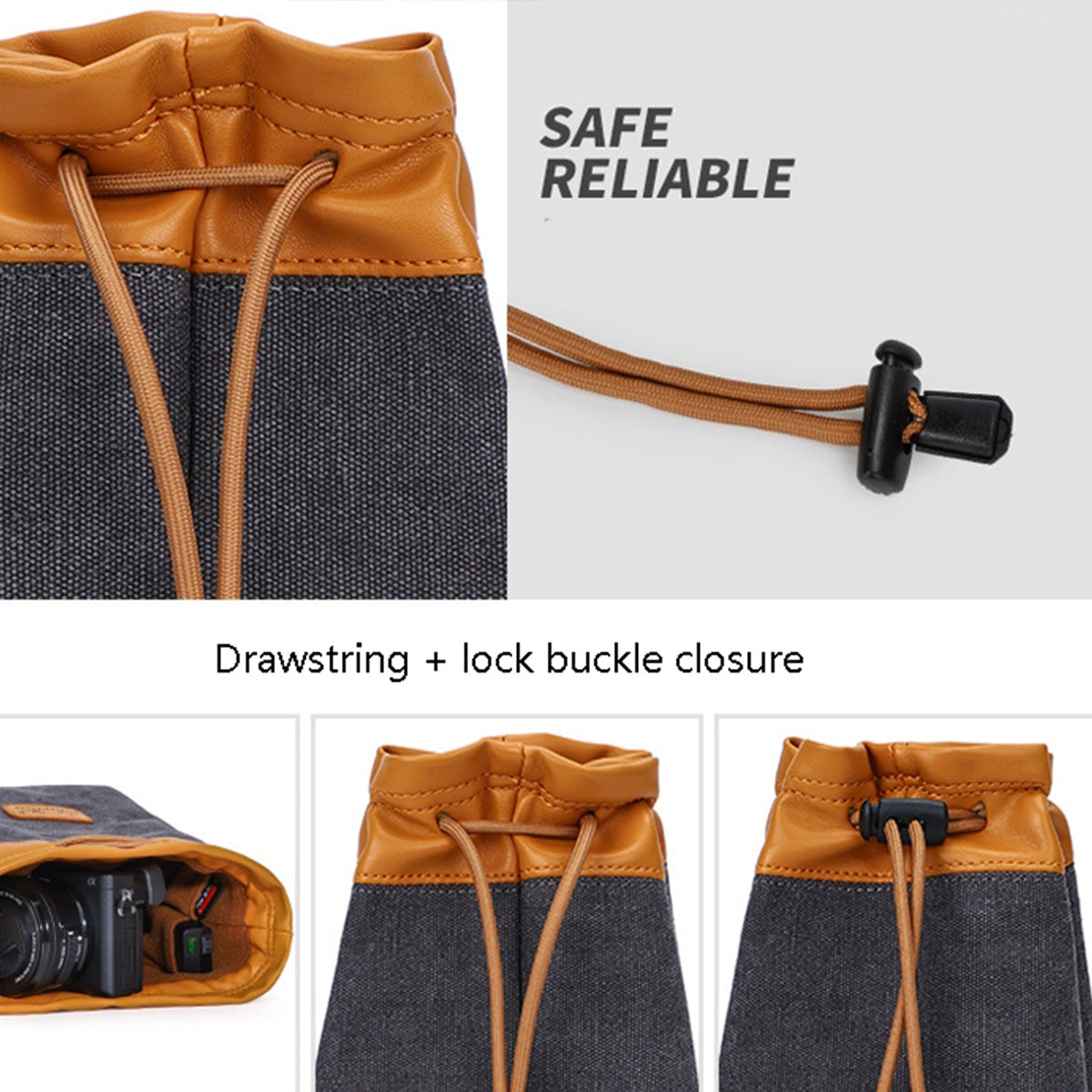 Geanta Foto S.C.COTTON 18 x 10.5 x 11 cm - Interior Fleece, Exterior Impermeabil, Gri