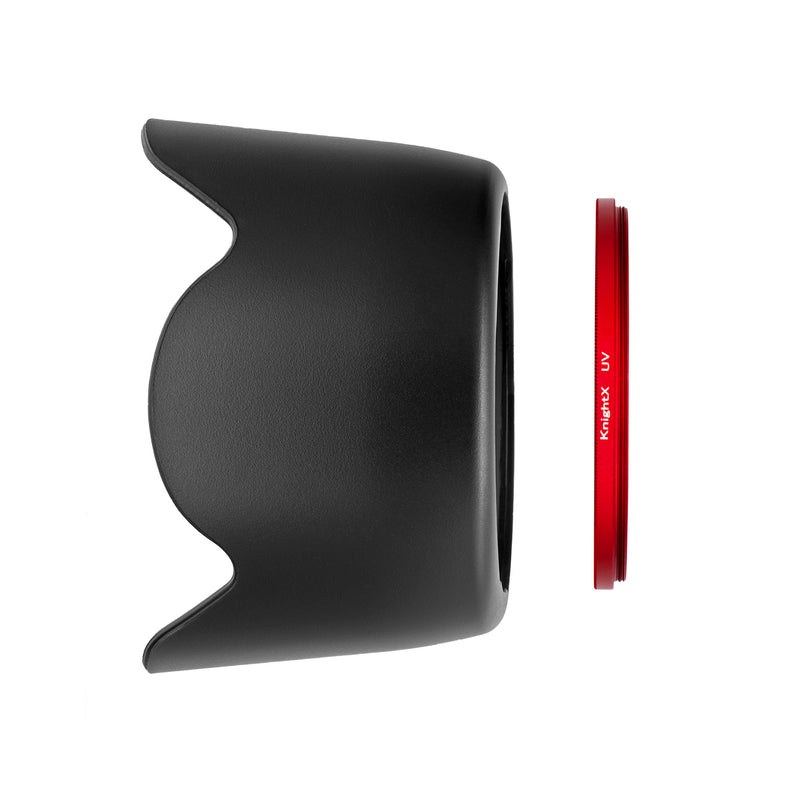 Kit Parasolar tip ET-60 II + Filtru UV KnightX Rosu 58mm pentru Canon RF 75-300mm