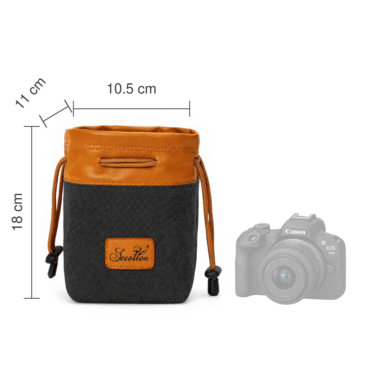 Geanta Foto S.C.COTTON 18 x 10.5 x 11 cm - Interior Fleece, Exterior Impermeabil, Negru