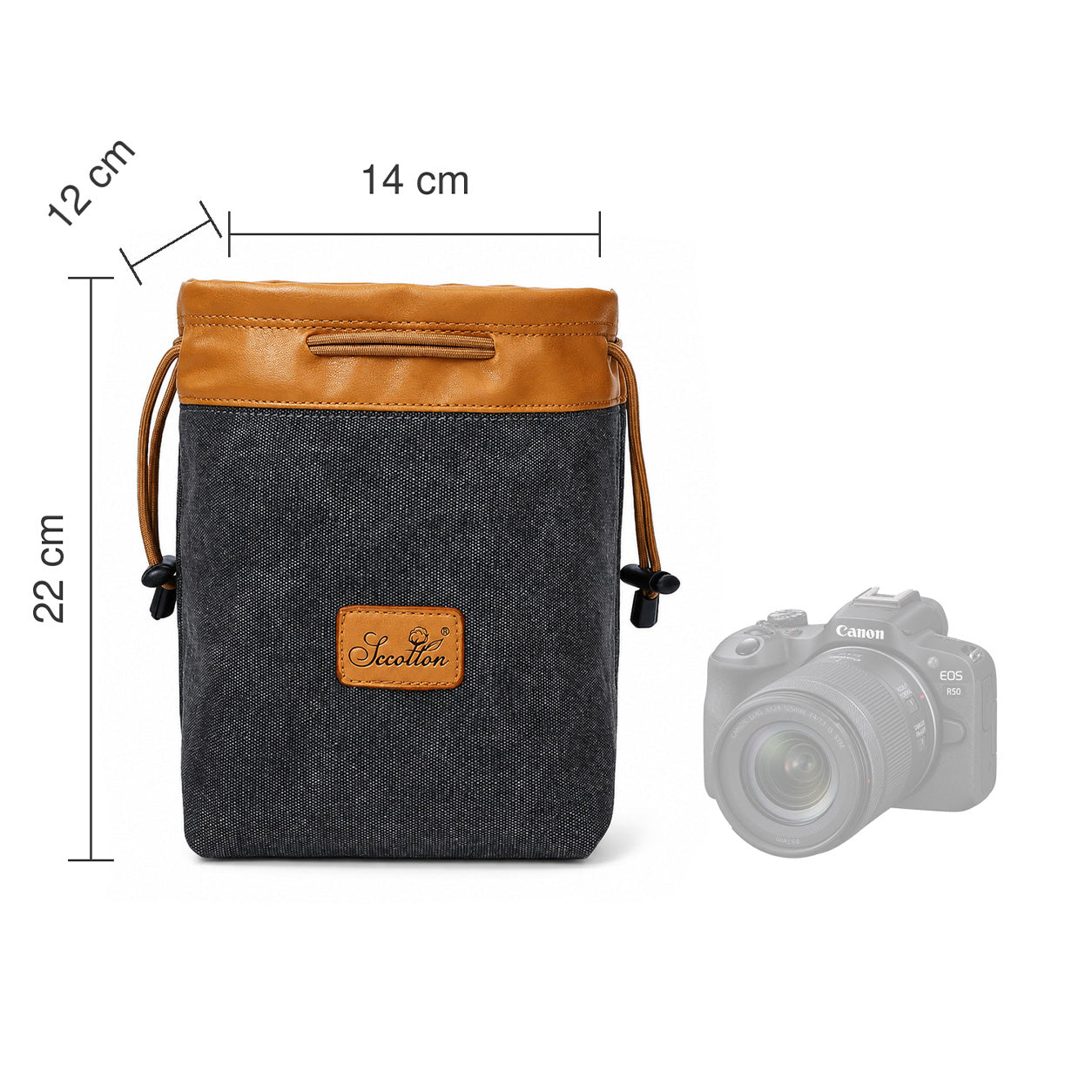Geanta Foto S.C.COTTON 22 x 14 x 12 cm - Interior Fleece, Exterior Impermeabil, Negru