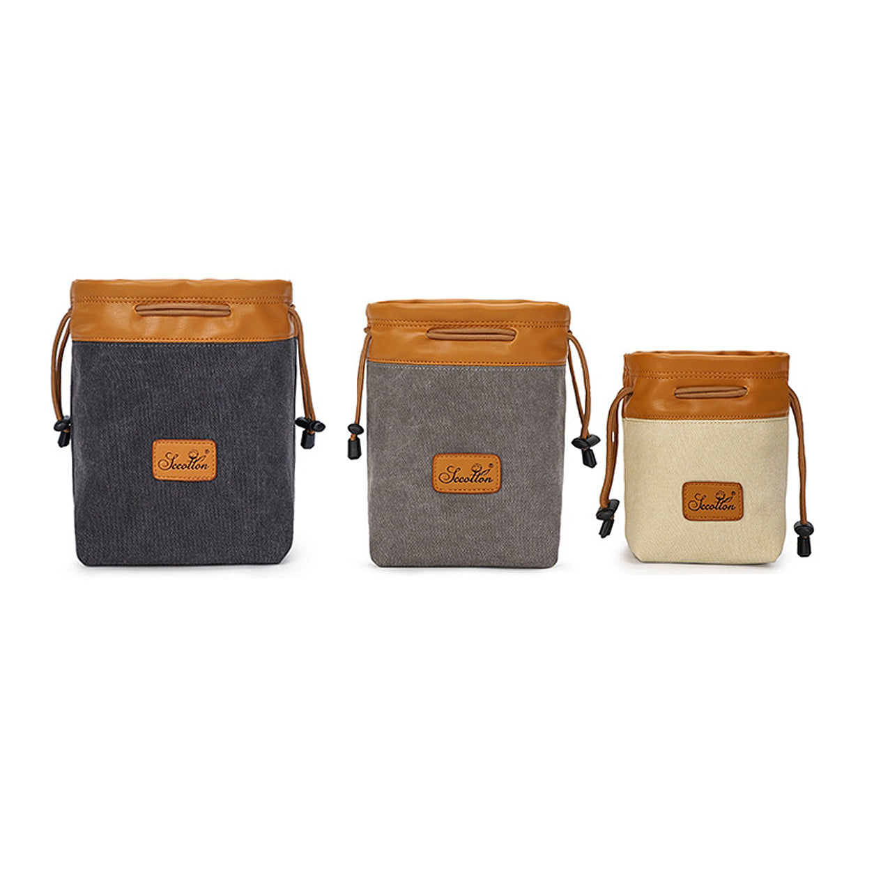 Geanta Foto S.C.COTTON 22 x 14 x 12 cm - Interior Fleece, Exterior Impermeabil, Bej