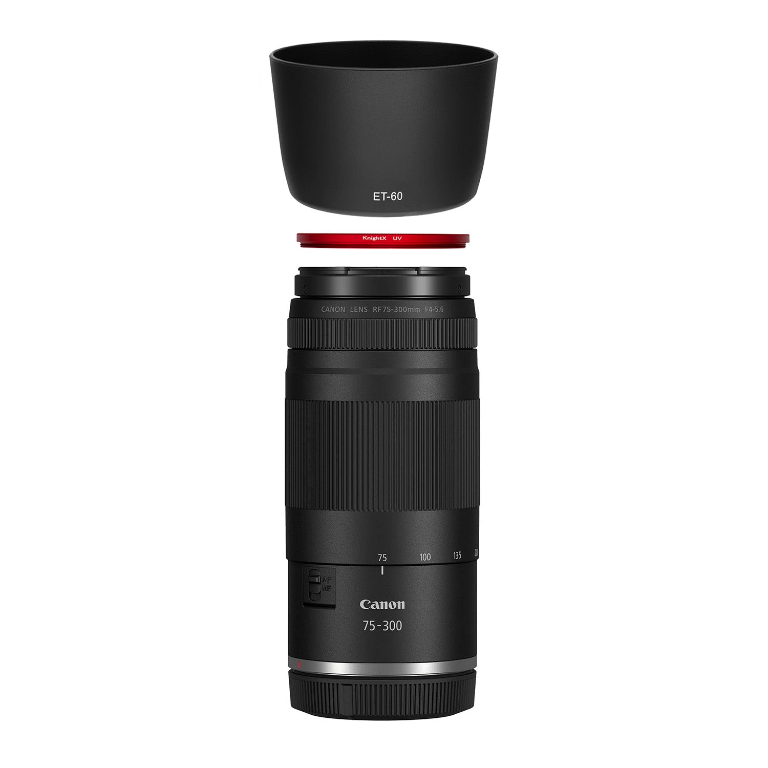 Kit Protectie Canon RF 75-300mm - Filtru UV KnightX Red 58mm + Parasolar ET-60