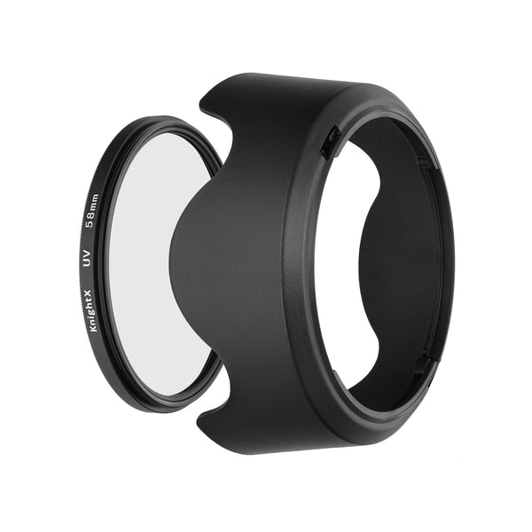 Kit Parasolar si Filtru KnightX Black Protector pentru Canon EF-S 18-55 IS STM