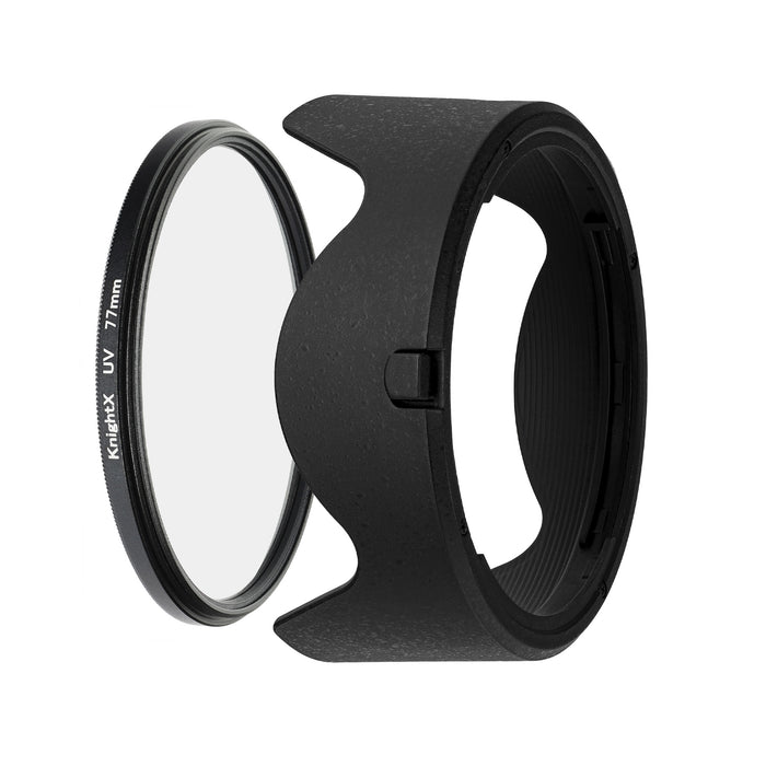 Kit Protectie Canon RF 24-105mm f/4L IS USM - Filtru UV KnightX 77mm + Parasolar EW-83N