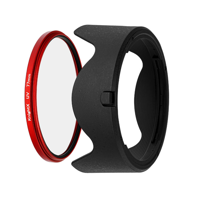 Kit Protectie Canon RF 24-105mm f/4L IS USM - Filtru UV Red KnightX 77mm + Parasolar EW-83N