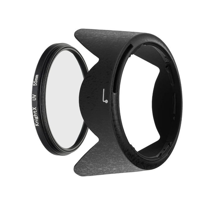 Kit Protectie Nikon AF-P DX 18-55mm - Filtru UV KnightX 55mm + Parasolar HB-N106