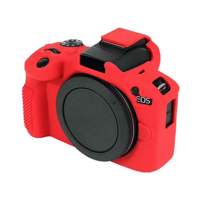 Husa silicon pentru Canon EOS R50, protectie corp cu butoane si porturi libere, rosu intens