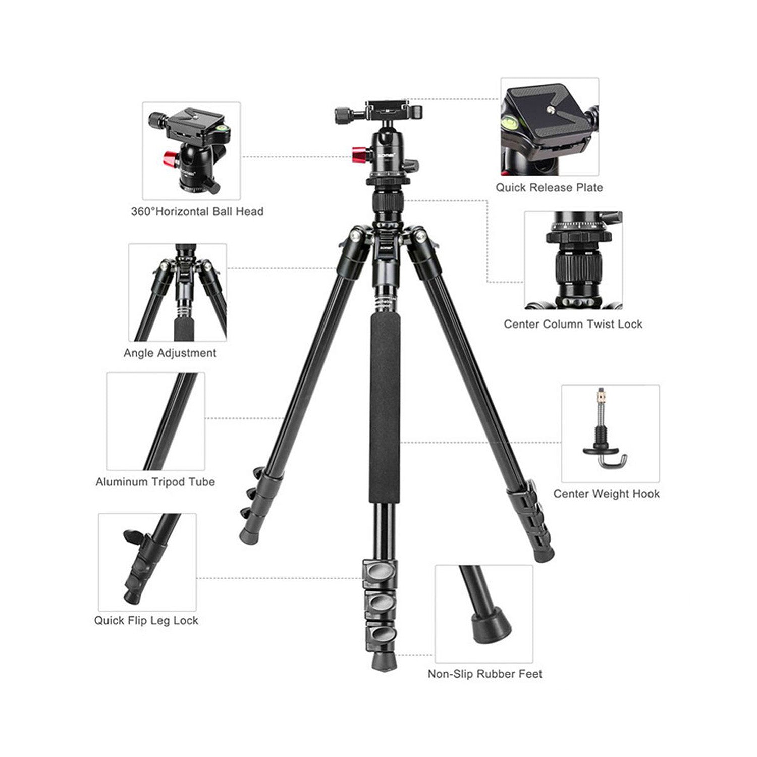 Trepied Foto / Monopod Profesional 2in1, Zomei, M6, Cap Bila, Black