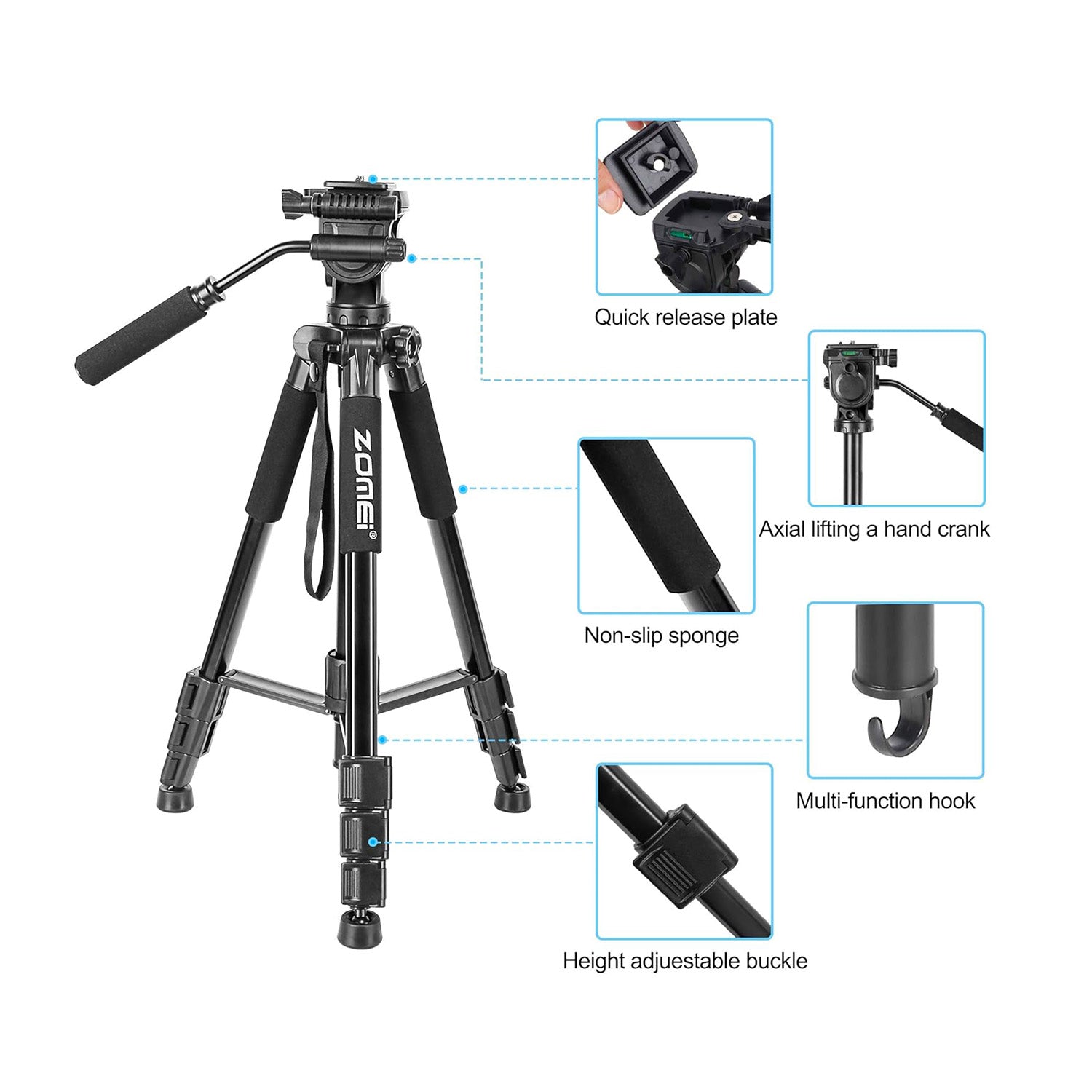 Trepied Foto / Monopod Profesional 2in1, Zomei, Q310, Black