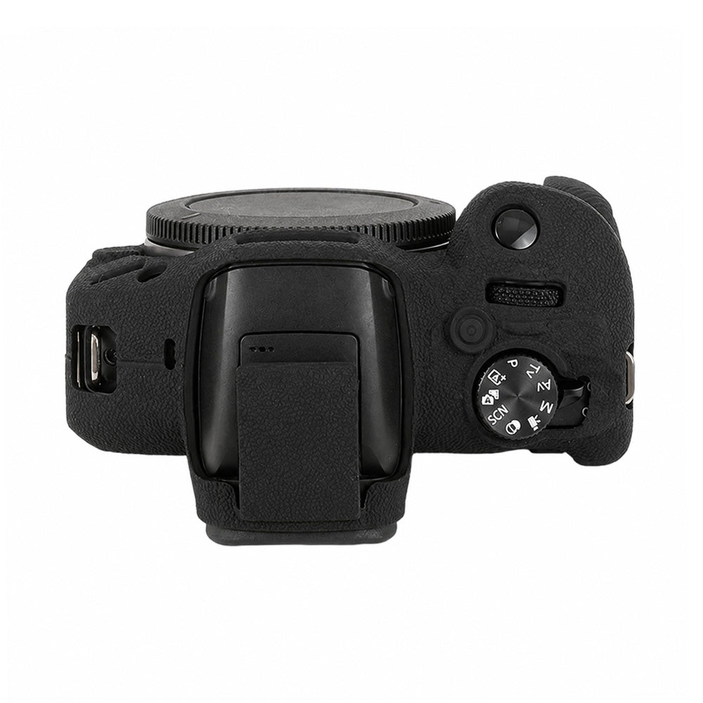 Husa Silicon pentru Canon EOS R100 - Protectie Body Anti-zgarieturi, Decupaje Precise, Textura Litchi, Negru Mat