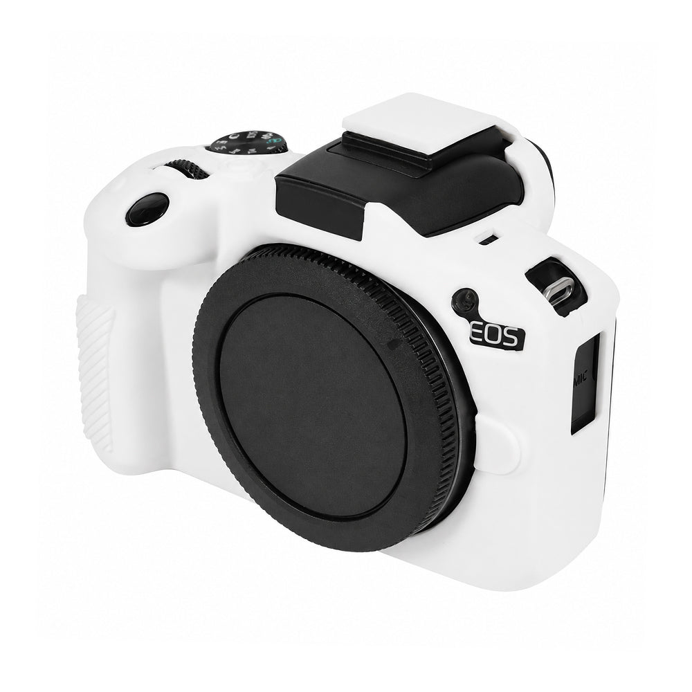 Husa Silicon Canon EOS R50 – Protectie Body Anti-zgarieturi, Decupaje Precise, Prindere Ergonomica, Alb Mat