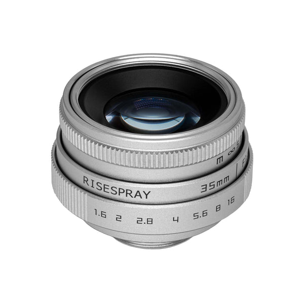 Obiectiv Foto Manual 35mm, Risespray, F1.6 Wide, Prime Lens, compatibil Fuji FX, Silver
