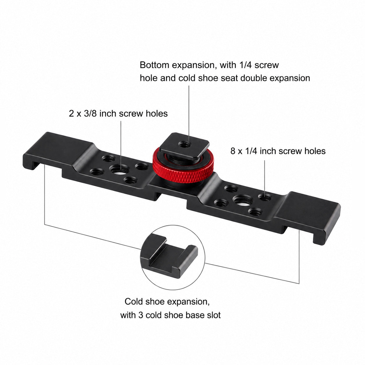 Suport Cold Shoe FotoManiac cu 3 Patine pentru LED si Microfon