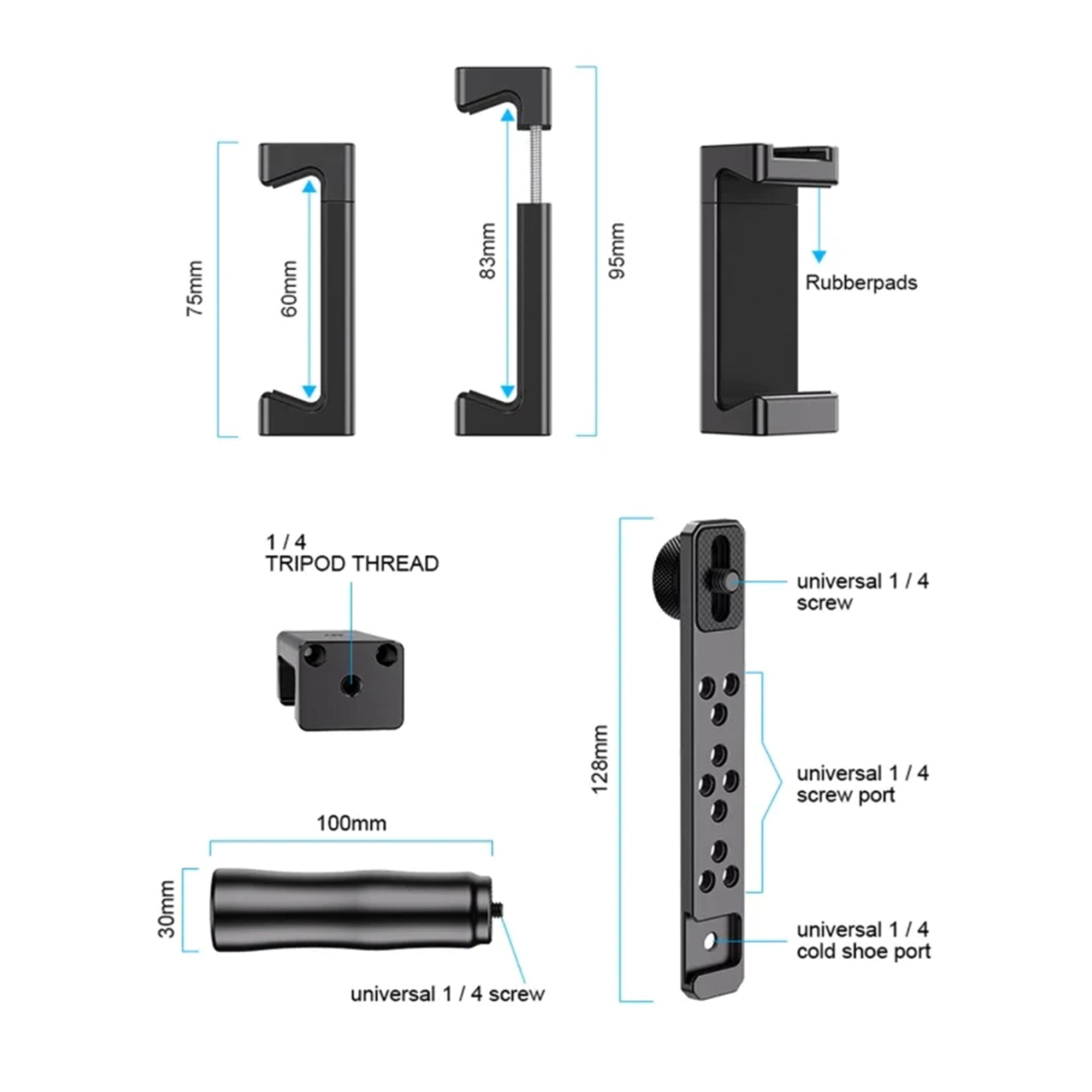 Stabilizator Foto Video tip Rig pentru telefon, Apexel, Multifunctional, Aluminiu, Grip Universal