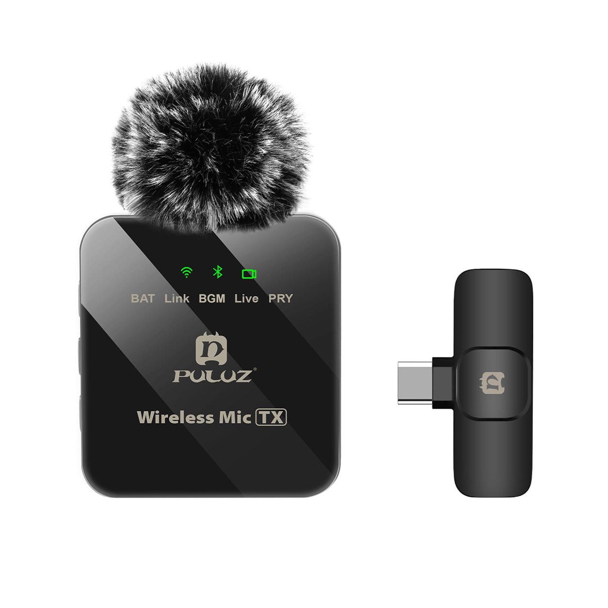 Microfon Lavaliera Wireless PULUZ pentru Telefon Type-C - Receptor Type-C, Reducere Zgomot ENC, Negru
