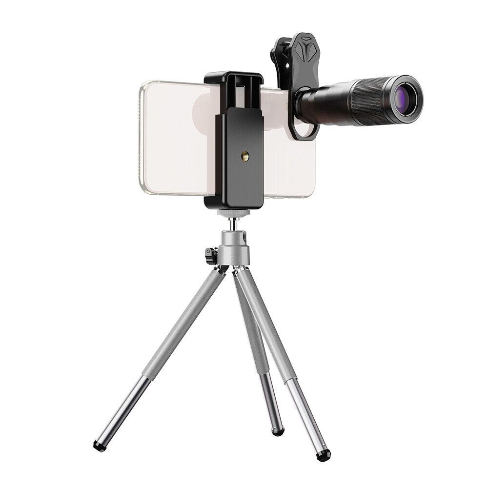 Apexel 22X Telephoto Lens Kit cu trepied metalic, suport telefon, clip reglabil si lentile pentru smartphone