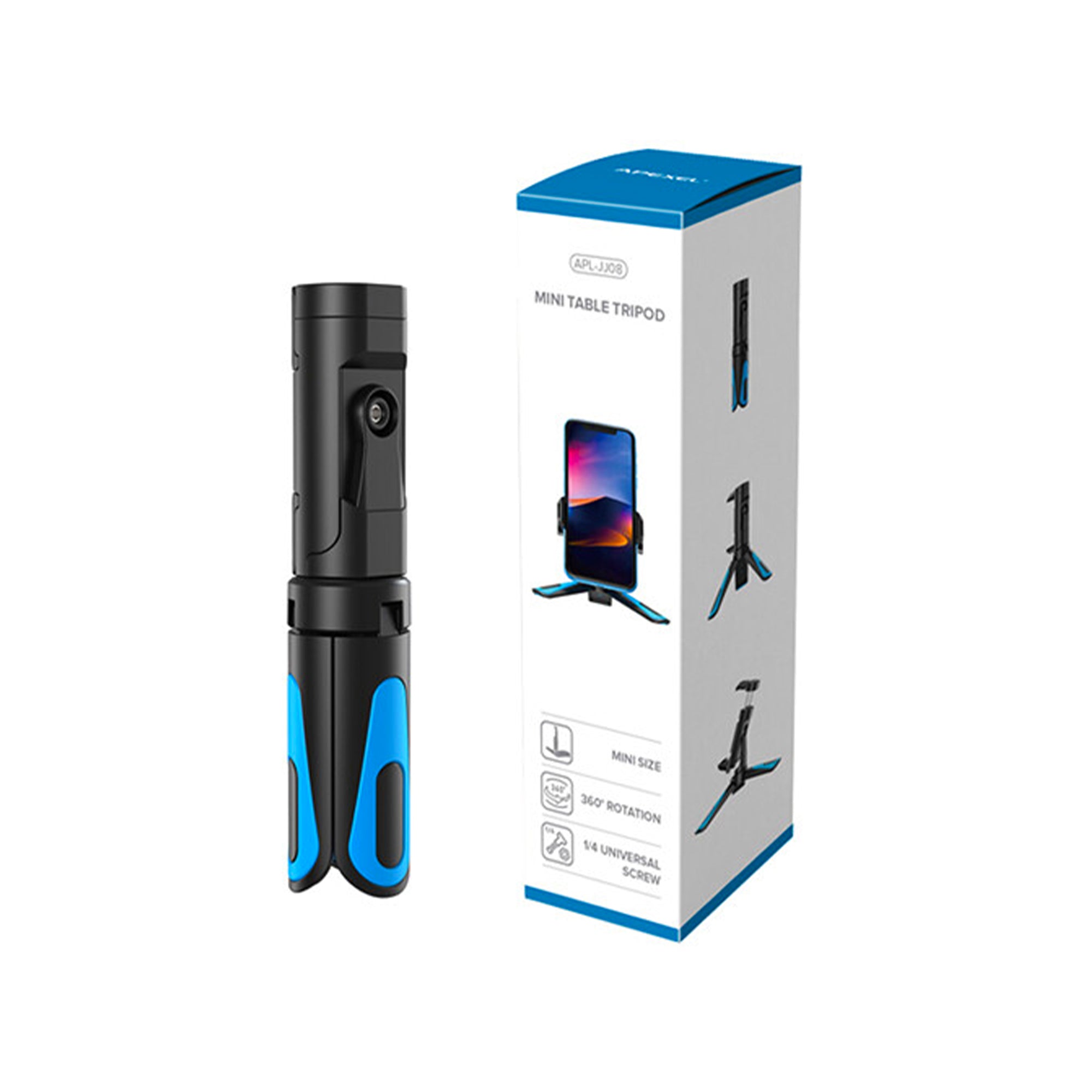 Apexel JJ08 folosit ca handgrip si mini trepied pentru telefon, selfie, vlogging si filmari din mana