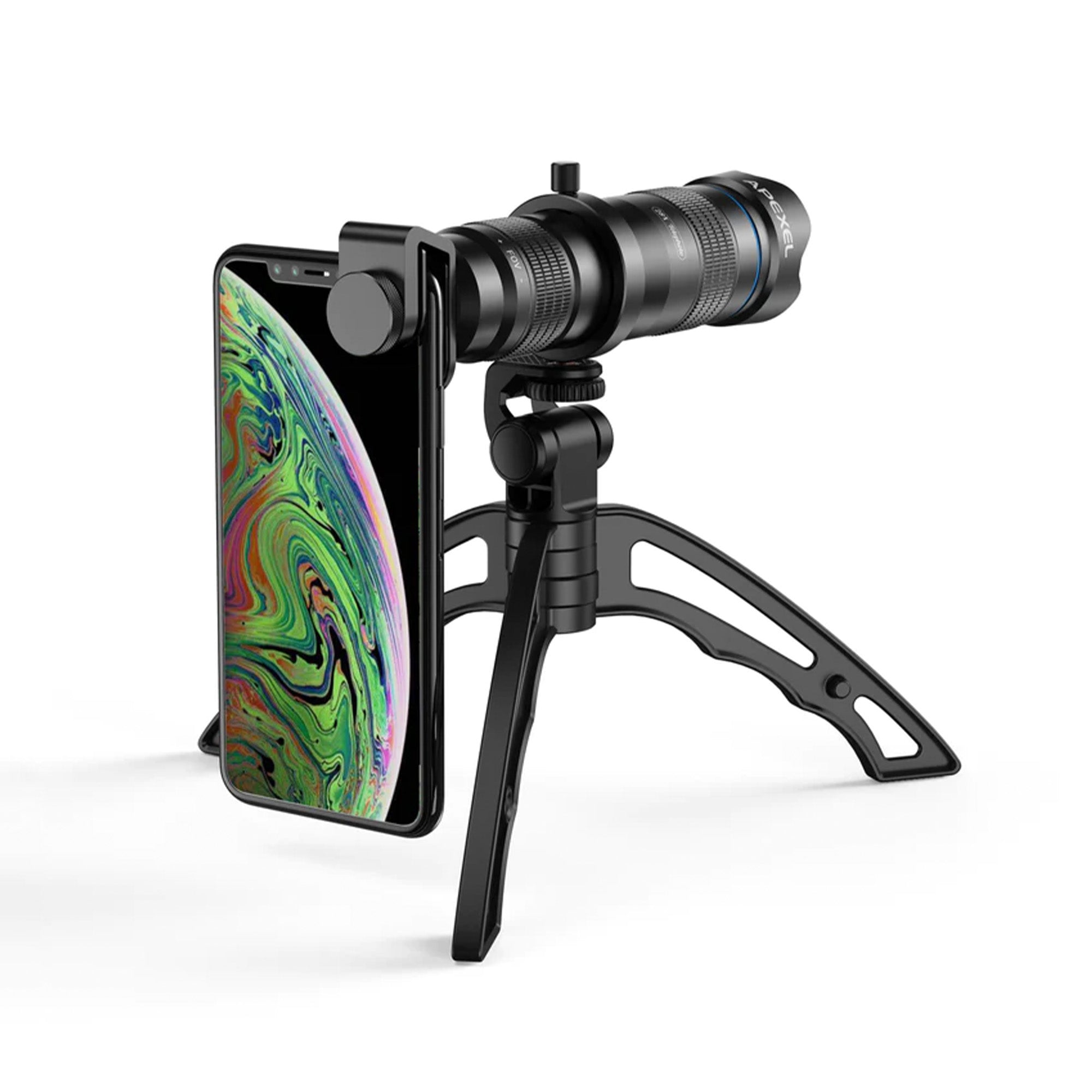 Clip smartphone Apexel pentru montarea teleobiectivului 36X pe telefoane compatibile