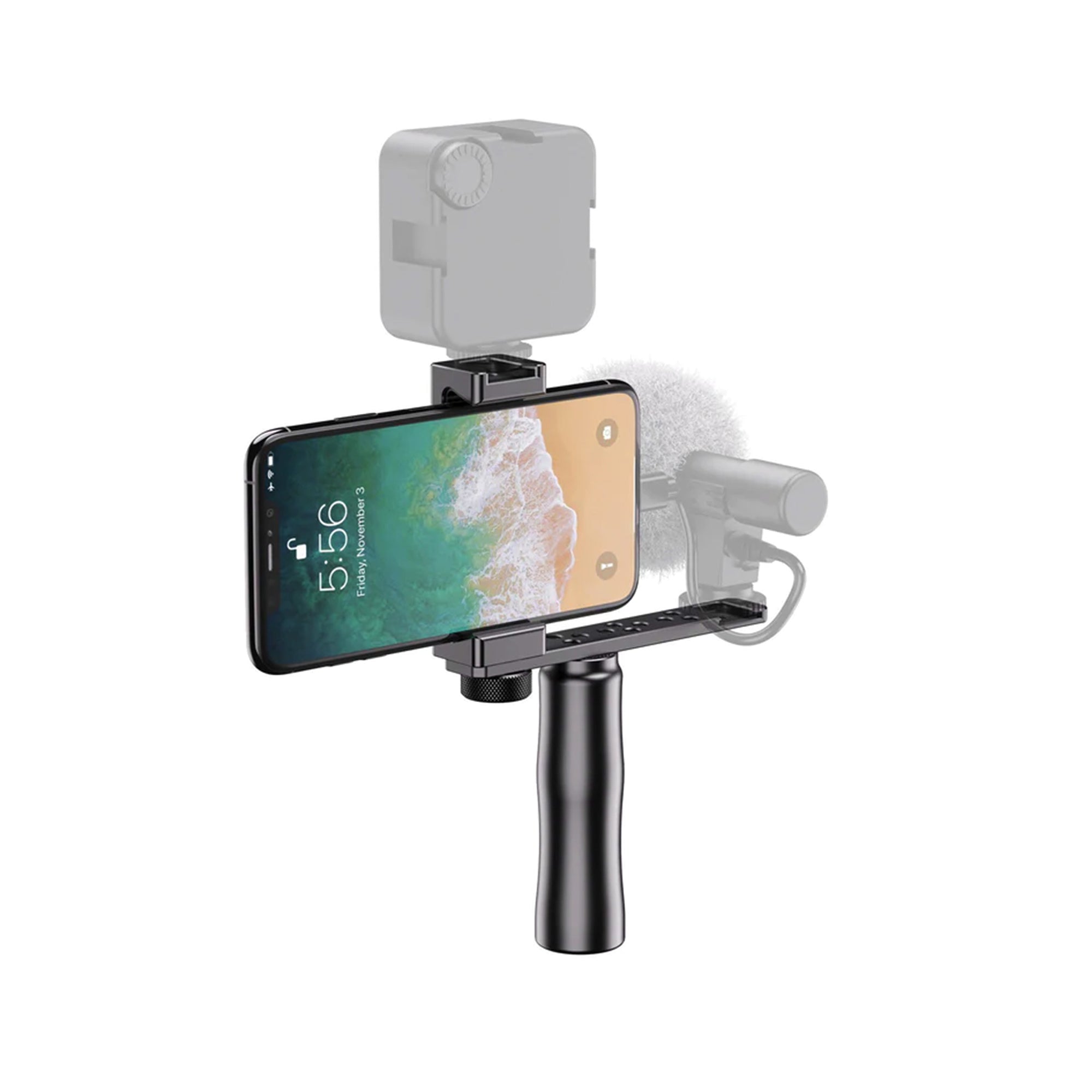 Grip Apexel APL-VG01 pentru telefon, suport vlogging din aluminiu cu phone holder reglabil