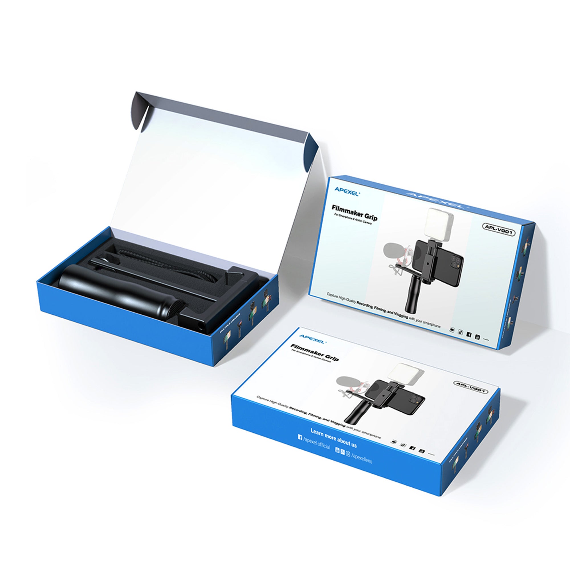 Kit complet Apexel APL-VG01 cu grip, placa de extensie, suport telefon, adaptor si curea de mana