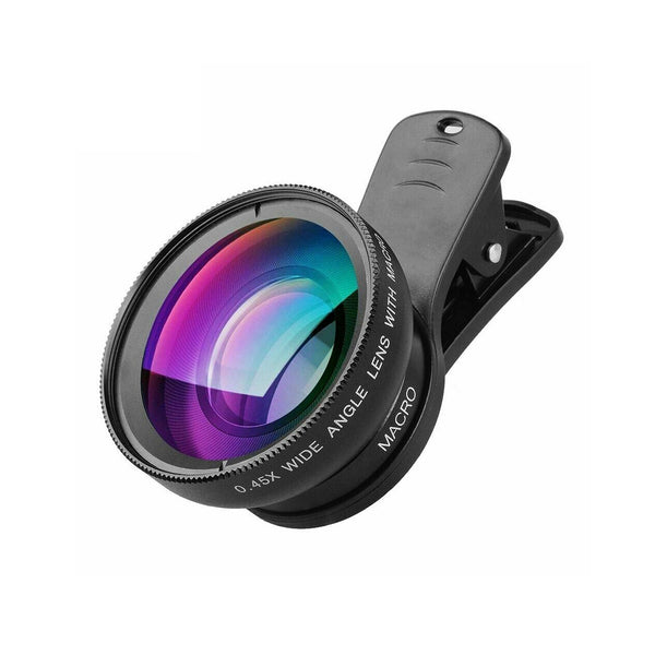 Lentila telefon Apexel 2 in 1 cu 0.45X Super Wide Angle, 12.5X Macro si clip universal