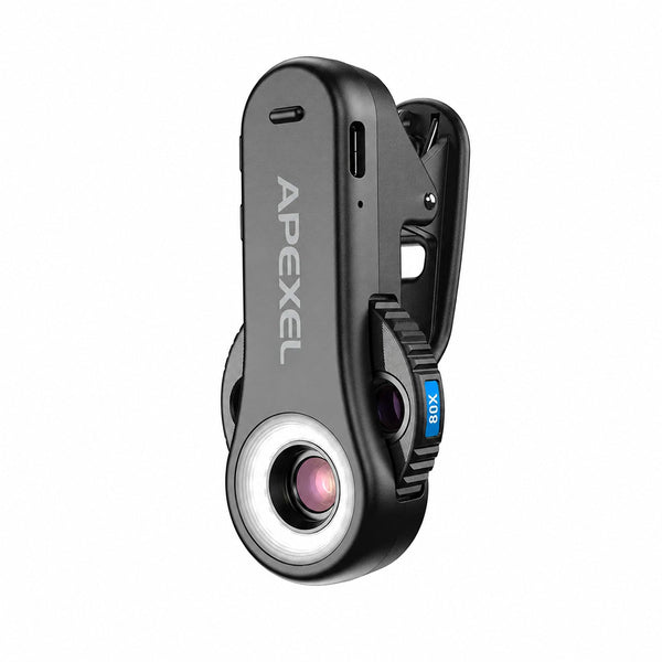 Microscop Apexel TriScope pentru telefon, marire 40X 80X 120X, lumina LED si UV, compatibil smartphone si tableta