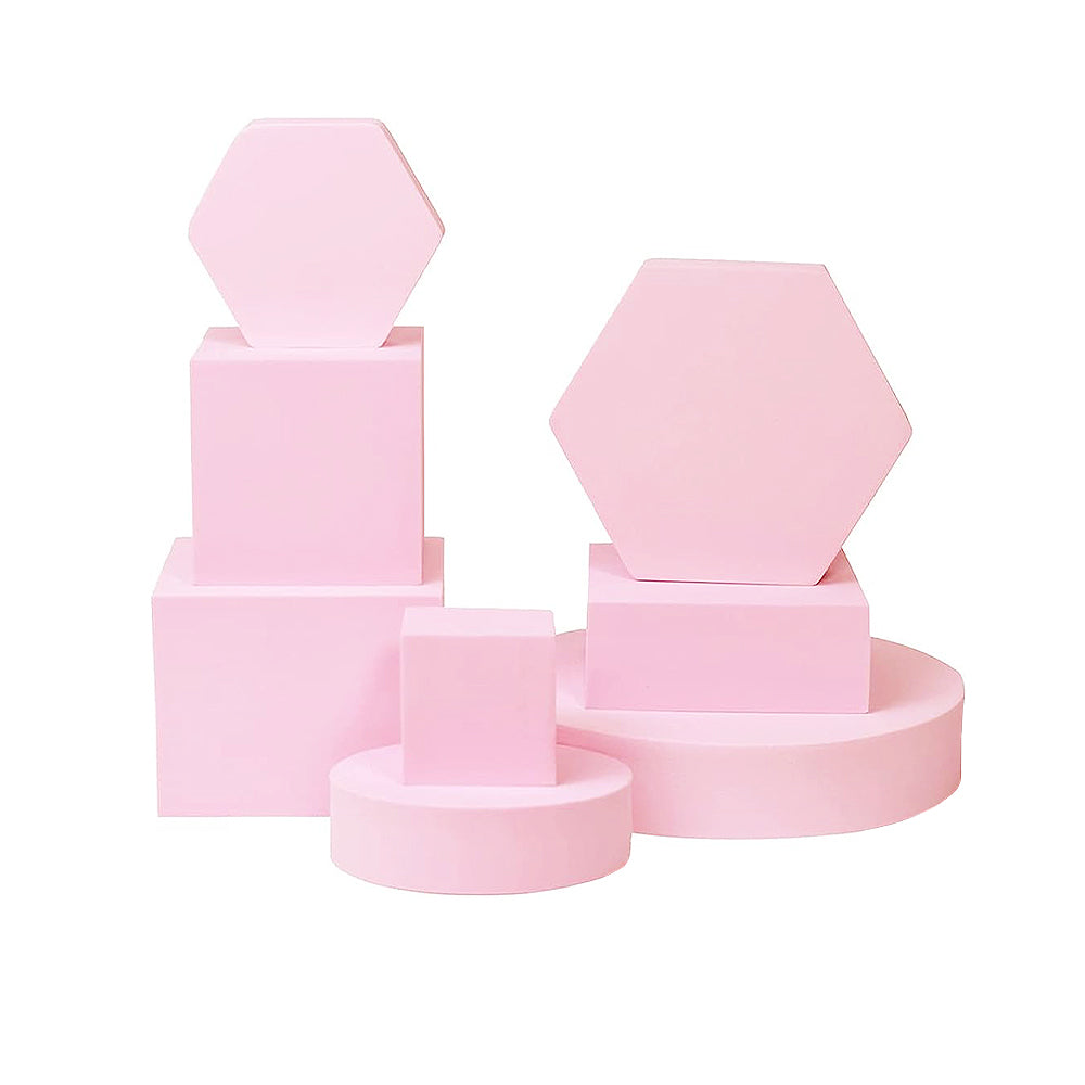 Set 8 Cuburi Geometrice – Recuzita Studio Foto, Spuma Polimer, Rezistente la Apa - Roz