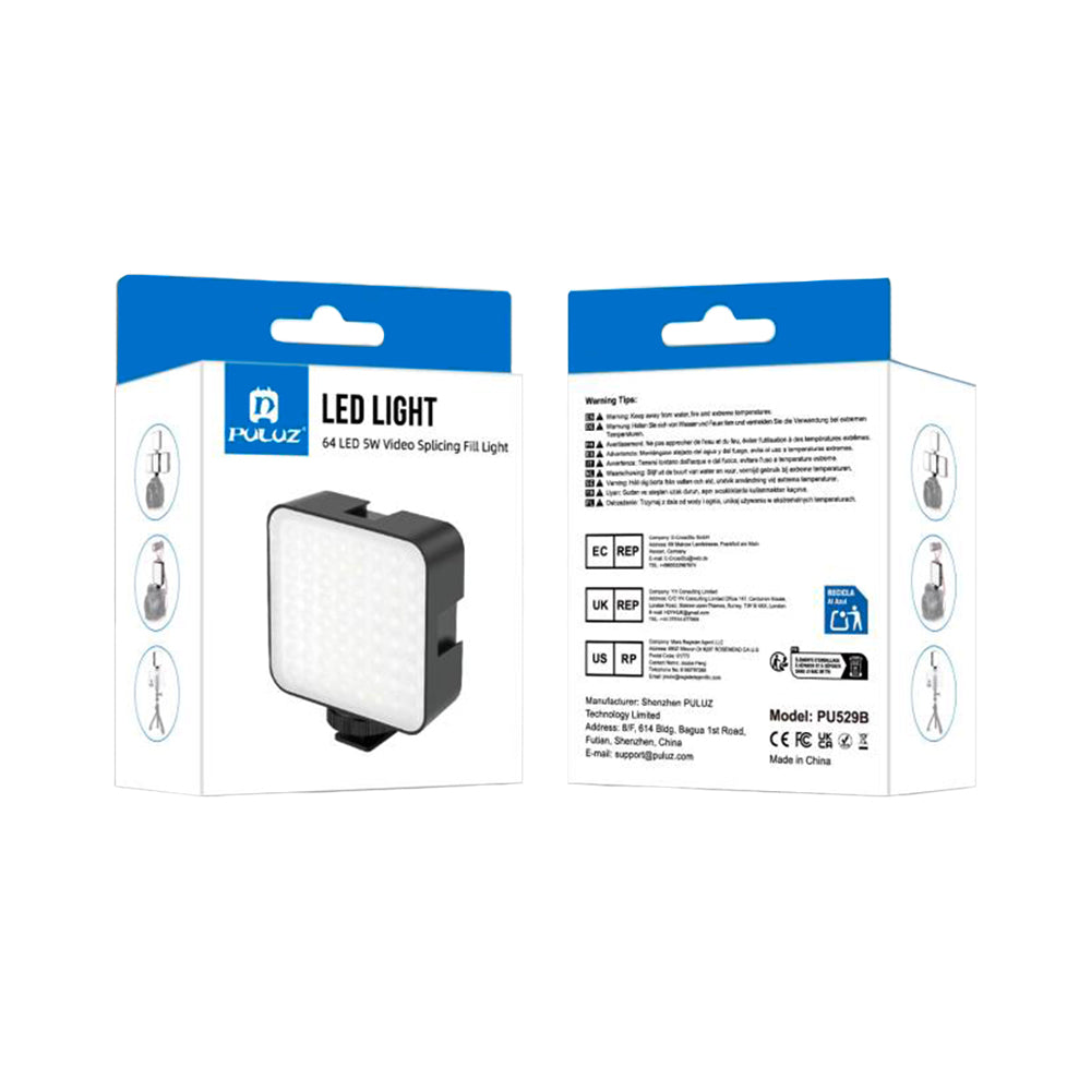 Lampa LED Video PULUZ 64 LED 5W – Lumina Continua Modulara pentru Camera Foto si Video