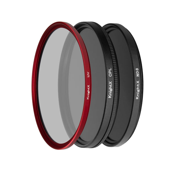 Set filtre foto UV Rosu, CPL și ND8 KnightX 52mm compatibil DSLR Mirrorless 