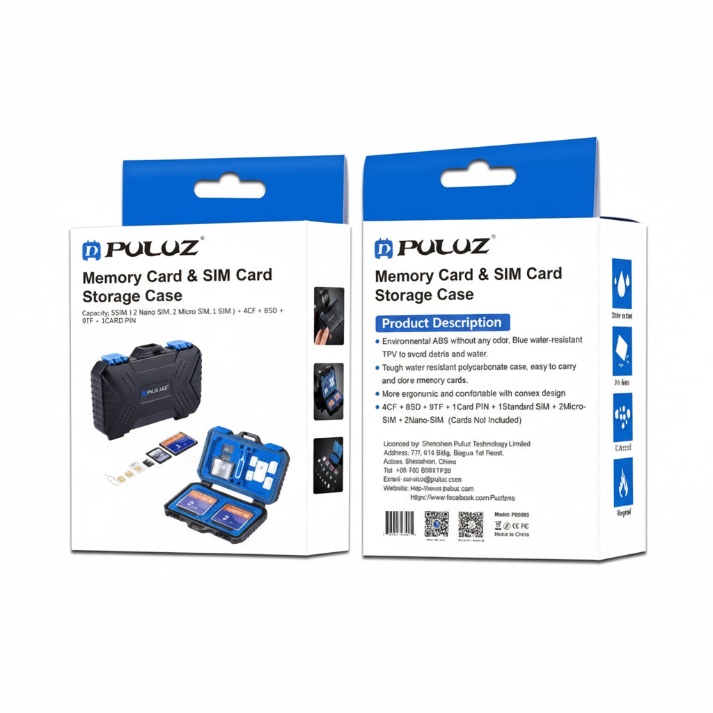 Carcasa Protectie Carduri Memorie PULUZ 27in1 – Organizator CF, SD, TF si SIM - Rezistenta la Apa, Foc, Impact