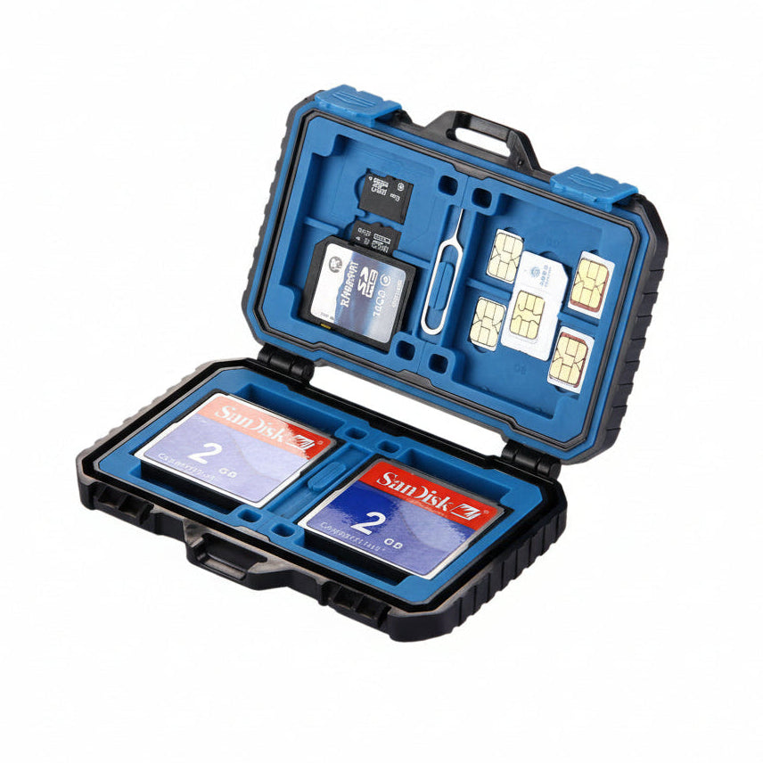 Carcasa Protectie Carduri Memorie PULUZ 27in1 – Organizator CF, SD, TF si SIM - Rezistenta la Apa, Foc, Impact