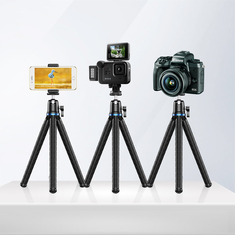 Trepied Apexel JJ10 cu picioare flexibile pentru vlogging, live streaming si continut social media
