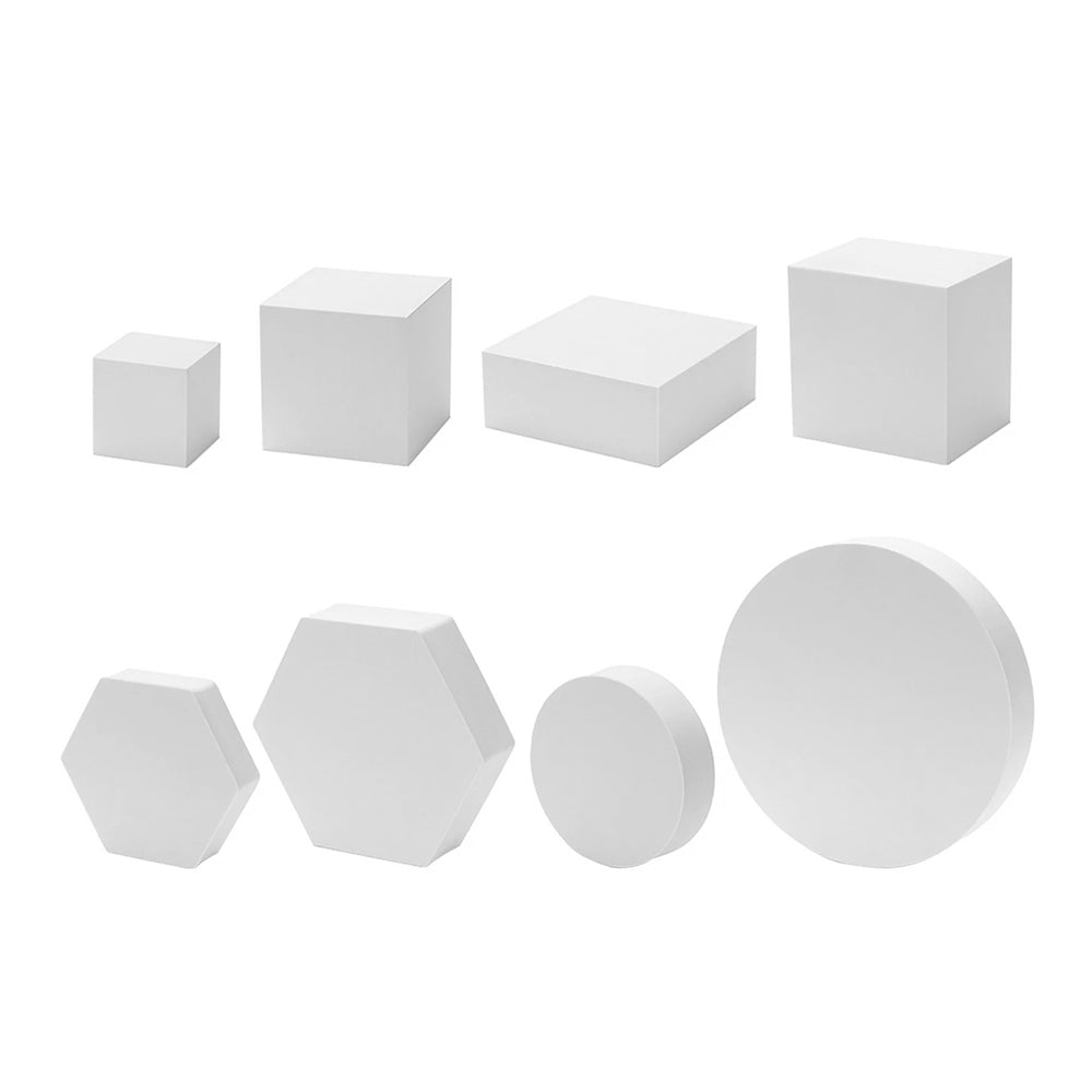 Set 8 Cuburi Geometrice – Recuzita Studio Foto, Spuma Polimer, Rezistente la Apa, - Alb