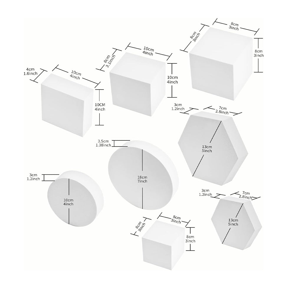 Set 8 Cuburi Geometrice – Recuzita Studio Foto, Spuma Polimer, Rezistente la Apa - Gri